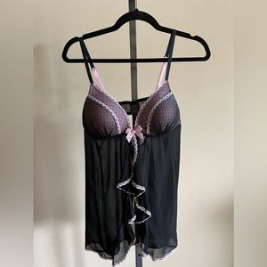 vintage pink and black lingerie top